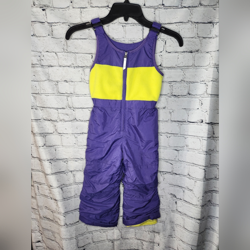Lands End Toddler Purple and Yellow Snow Suit Bib Coveralls Size 3T